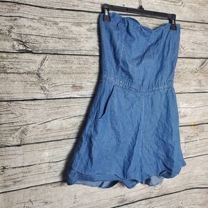 Juniors By Corpus Strapless Stretch Denim Romper Size Small